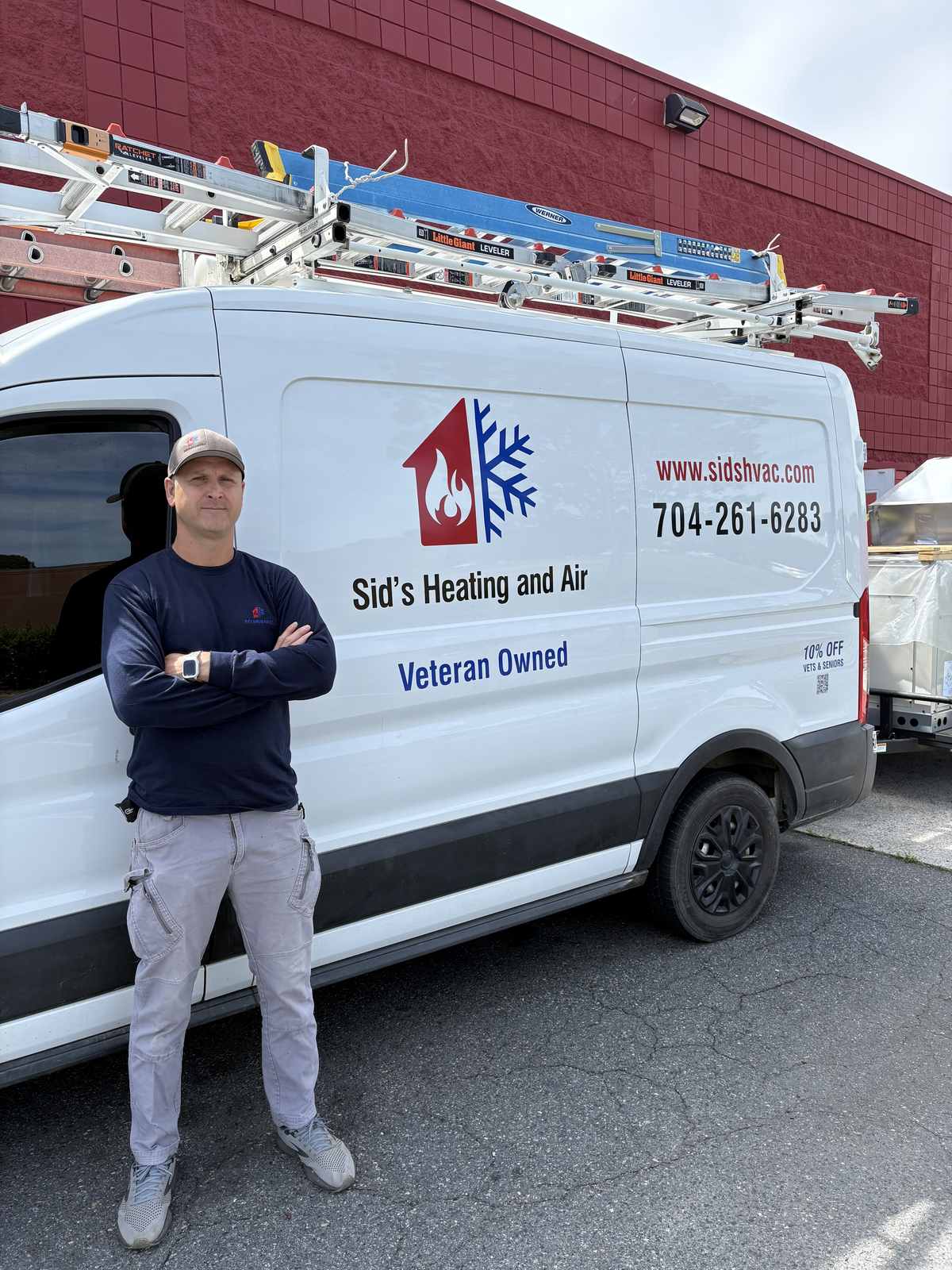 Sid's Heating & Air veteran-owned service van in Monroe NC