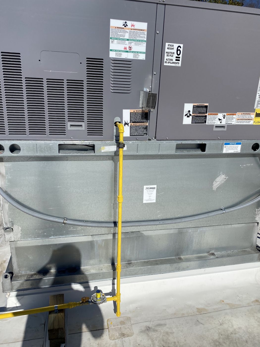 Rooftop packaged unit with the service panel open