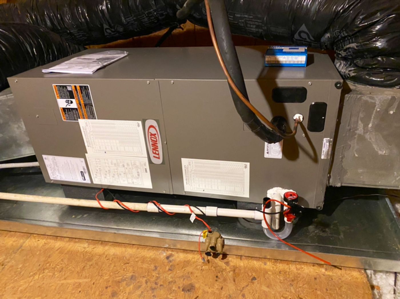 Air handler and ductwork in a crawlspace
