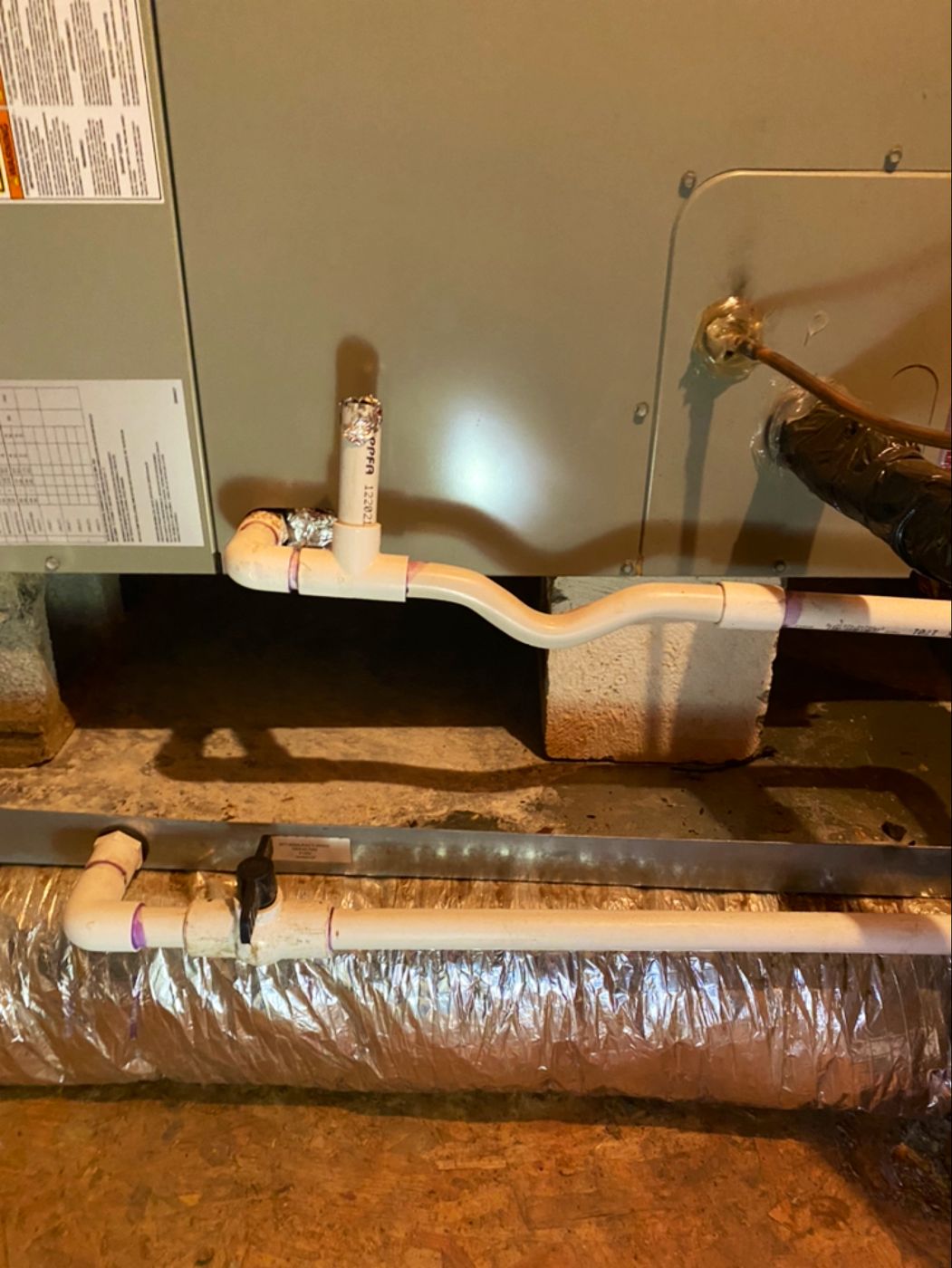 Crawlspace ductwork and condensate line