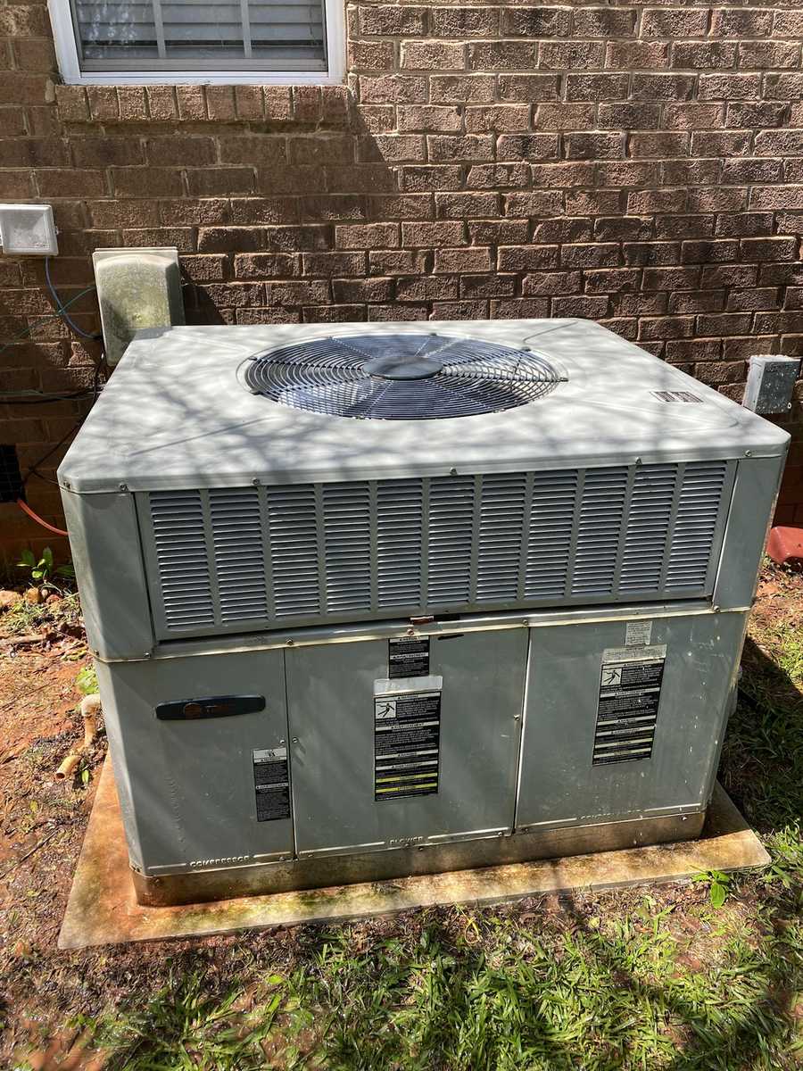 Packaged heating and cooling unit at a residential property