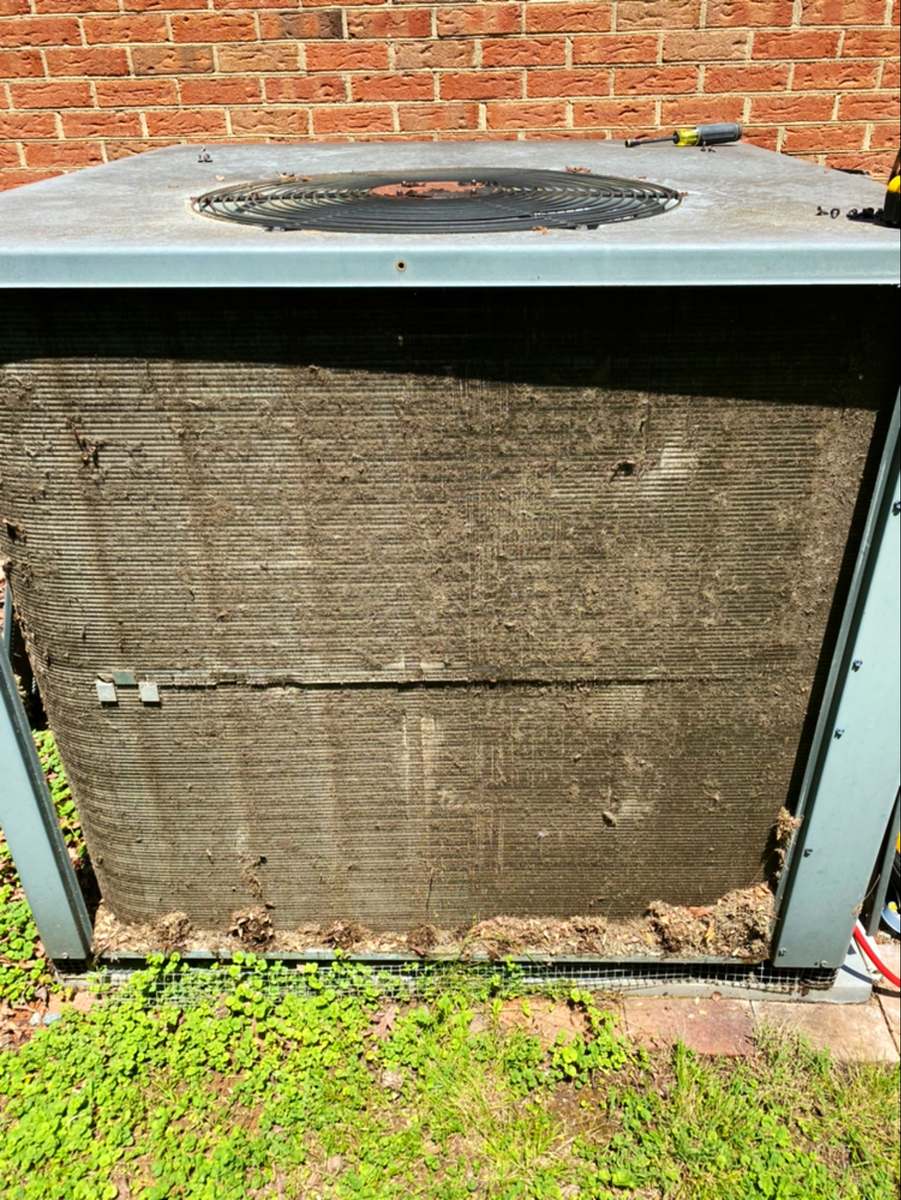 Condenser opened up for a full coil cleaning