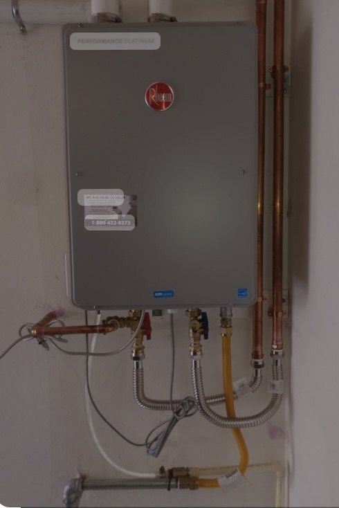 Tankless water heater serviced at a residential property