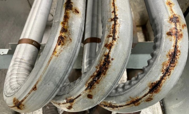 Badly corroded refrigerant line set found during a service call