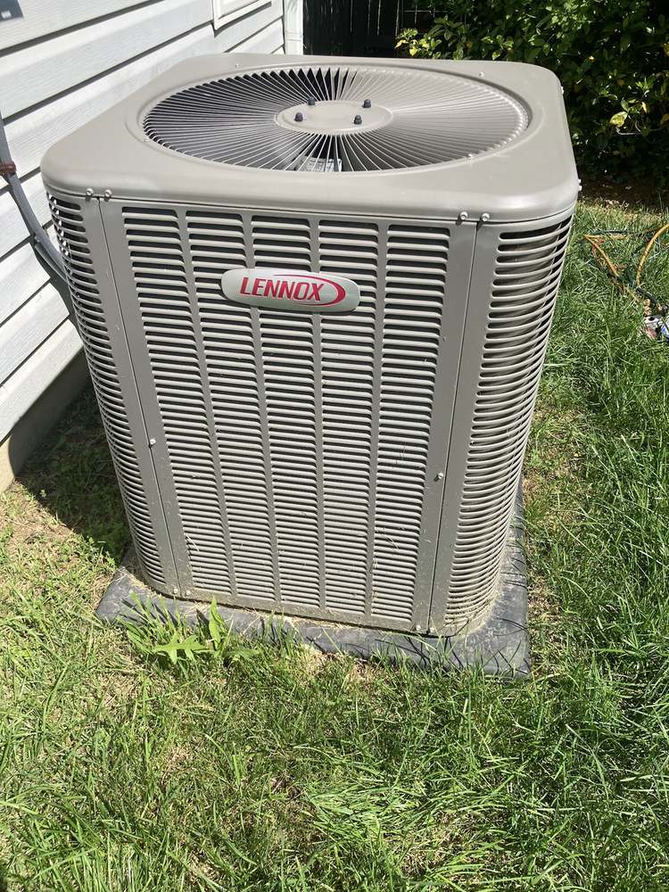 Residential AC condenser at a Union County NC home
